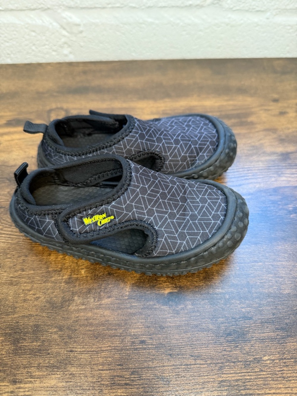 Western Chief Black Geometric Slip-On Kids Water Shoes